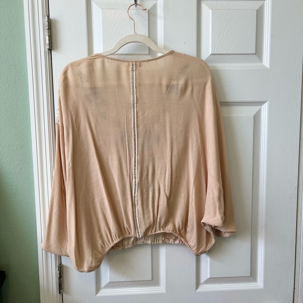 Gimmicks by BKE Cream BrownTie Front Embellished Blouse - Picture 4 of 4